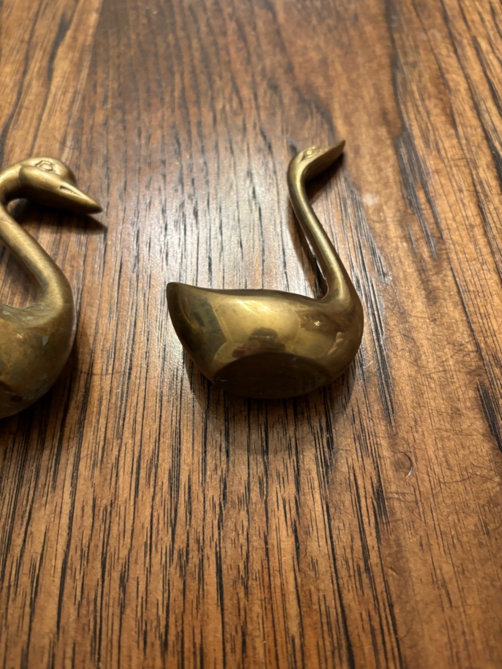 Vintage Solid Brass Swan Duck Family Set Mid Century Hollywood Regency Decor - Picture 10 of 16